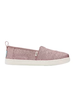 TOMS® Youth Girls Alpargata Glitter Slip On Flats