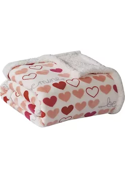 Décor&More Amor Eterno Be Mine Love Collection Valentine's Day Heart Ultra Plush Throw Blanket (50" x 60") with Sherpa Backing - Be Mine