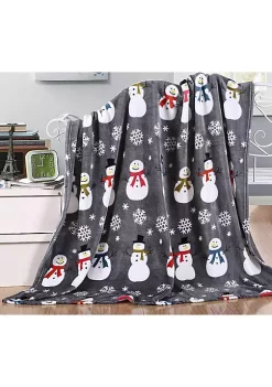 Décor&More Velvet Touch Holiday Throw Fleece Blanket (50 x 60) - Grey Frosty