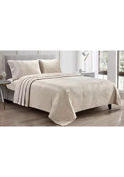 Décor&More Luxury Elegance 4 Piece King Size Extra Soft Velvet Touch Microplush Sheet Set - Light Brown
