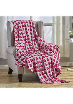 Décor&More Amor Eterno Be Mine Love Collection Valentine's Day Heart Ultra Plush Throw Blanket (50" x 60") - Red Hearts