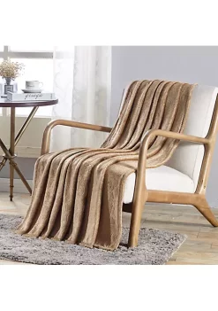 Décor&More Damask Embossed Ultra Lush Throw Blanket (50" x 60") - Taupe