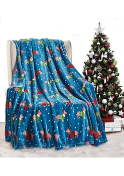 Décor&More Let it Snow Collection Microplush Holiday Throw Blanket (60" x 50") - Christmas Dogs