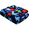 Décor&More Summertime Whimsy Plush Fleece Kid Throw Blanket (50" x 60") - Dino Time - Soft Dinosaur Throw Blanket - for Boys and Girls and Kids of Any Age -Deals TOMS Store Belk 554