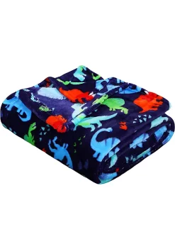 Décor&More Summertime Whimsy Plush Fleece Kid Throw Blanket (50" x 60") - Dino Time - Soft Dinosaur Throw Blanket - for Boys and Girls and Kids of Any Age