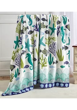 Décor&More Corales de Marina Blue Coral Seahorse Oceanic Microplush Throw Blanket Ocean Blanket for Boys and Girls and Kids of Any Age (50" x 60")