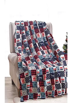 Décor&More American Pride Collection Microplush Firefighter Blanket (50" x 60") - Fire Fighter Patchwork - Fire Truck Blanket for Boy, Girl or Adults