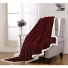 Décor&More Ultra Lush Reversible Sherpa Corduroy Throw Blanket (50" x 60") - Burgundy -Deals TOMS Store Belk 566