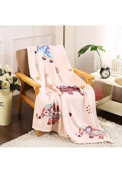 Décor&More Tropical Summer Novelty Velvet Fleece Throw Blanket (50" x 60") - Neon Elephant -Deals TOMS Store Belk 569