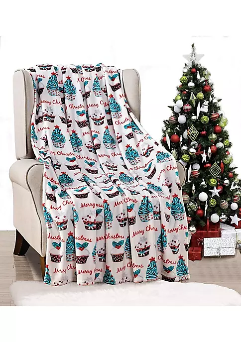 Décor&More Santa's Little Helper Collection Festive and Cuddly Holiday Microplush Throw Blanket (50" x 60") - Cupcakes -Deals TOMS Store Belk 572