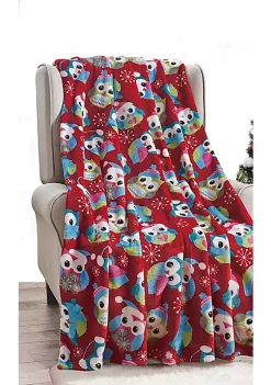 Décor&More Velvet Touch Holiday Throw Fleece Blanket (50" x 60") - Hooty Hoot Owl