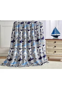 Décor&More Shark Baby Extra Soft Throw Blanket (50" x 60") - Blue and Grey Sharks