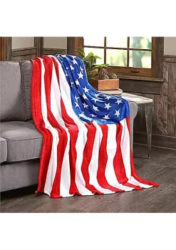 Décor&More July 4th Stars & Stripes American Flag Ultra Lush Oversized Throw Blanket (50" x 70")