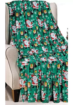 Décor&More Santa's Little Helper Collection Festive and Cuddly Holiday Microplush Throw Blanket (50" x 60") - Jolly Old Saint Nick