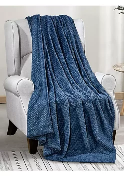 Décor&More Extra Heavy Chevron Braided Throw Blanket (50" x 60") - Blue
