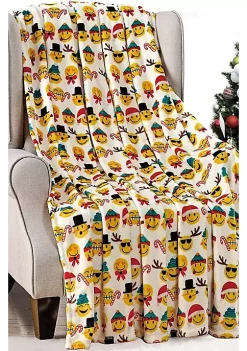 Décor&More Santa's Little Helper Collection Festive and Cuddly Holiday Microplush Throw Blanket (50'' x 60'') - Christmas Smiles