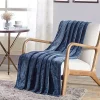 Décor&More Damask Embossed Ultra Lush Throw Blanket (50" x 60") - Oxford Blue
