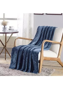 Décor&More Damask Embossed Ultra Lush Throw Blanket (50" x 60") - Oxford Blue