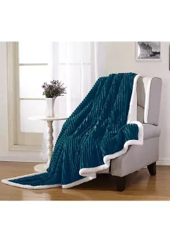 Décor&More Ultra Lush Reversible Sherpa Corduroy Throw Blanket (50" x 60") - Blue