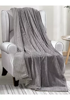 Décor&More Extra Heavy Chevron Braided Throw Blanket (50" x 60") - Grey