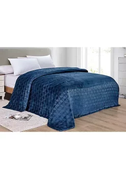 Décor&More Ultra Plush Queen Size Chevron Arrow Jacquard Microplush Blanket (86" x 86") - Navy