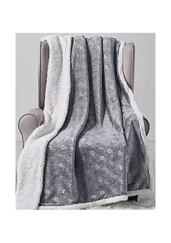 Décor&More Extra Soft Bursting Fireworks Embossed Microplush Throw Blanket with Sherpa Backing (50" x 60") - Grey
