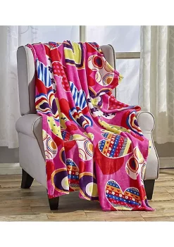 Décor&More Amor Eterno Be Mine Love Collection Heart Ultra Plush Throw Blanket (50" x 60") - Neon Hearts
