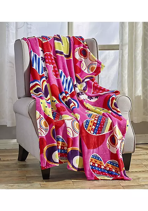 Décor&More Amor Eterno Be Mine Love Collection Heart Ultra Plush Throw Blanket (50" x 60") - Neon Hearts -Deals TOMS Store Belk 662