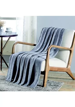Décor&More Damask Embossed Ultra Lush Throw Blanket (50" x 60") - Grey