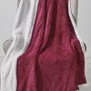 Décor&More Extra Soft Mandala Embossed Microplush Throw Blanket with Sherpa Backing (50" x 60") - Burgundy