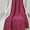 Décor&More Extra Soft Bursting Fireworks Embossed Microplush Throw Blanket with Sherpa Backing (50" x 60") - Burgundy -Deals TOMS Store Belk 684