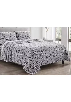 Décor&More Luxury Elegance 3 Piece Twin Size Extra Soft Velvet Touch Microplush Sheet Set - Grey Forest Friends