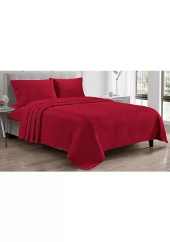 Décor&More Luxury Elegance 3 Piece Twin Size Extra Soft Velvet Touch Microplush Sheet Set - Red