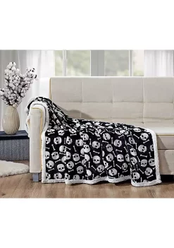 Skull & Bones by Décor&More Black Sherpa Throw - 50" X 60"